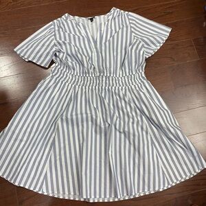 Torrid Cotton Puff Sleeve Elastic Waist A-Line Dress Women Plus Size 3 Nautical